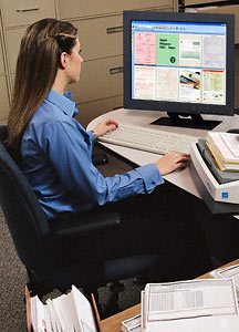 person at desk photo